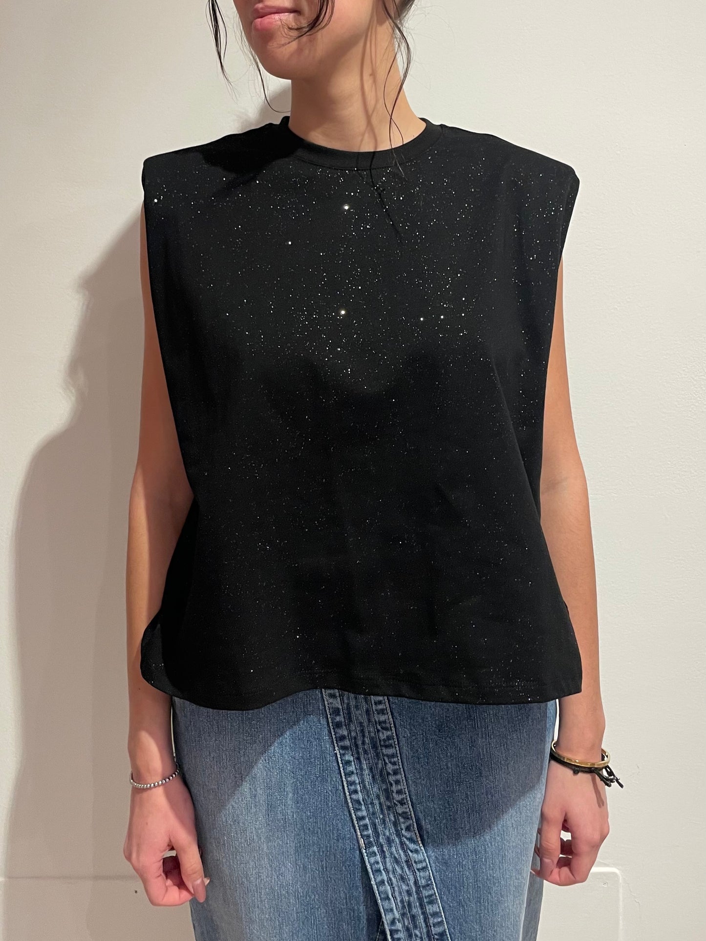 Top Nero con Glitter - Eleh