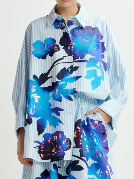 Camicia a Righe con Disegno Floreale - Essentiel Antwerp