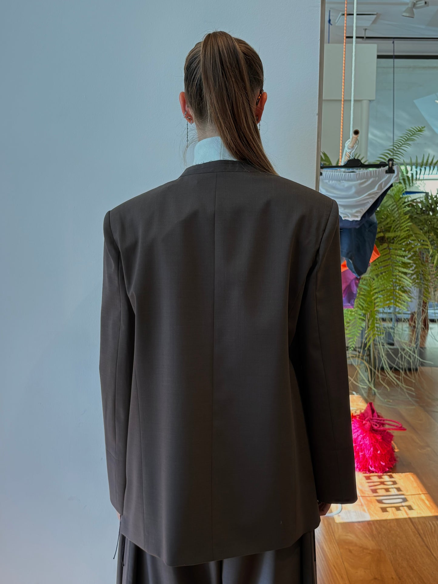 Blazer Cioccolato Taglio Dritto - Su