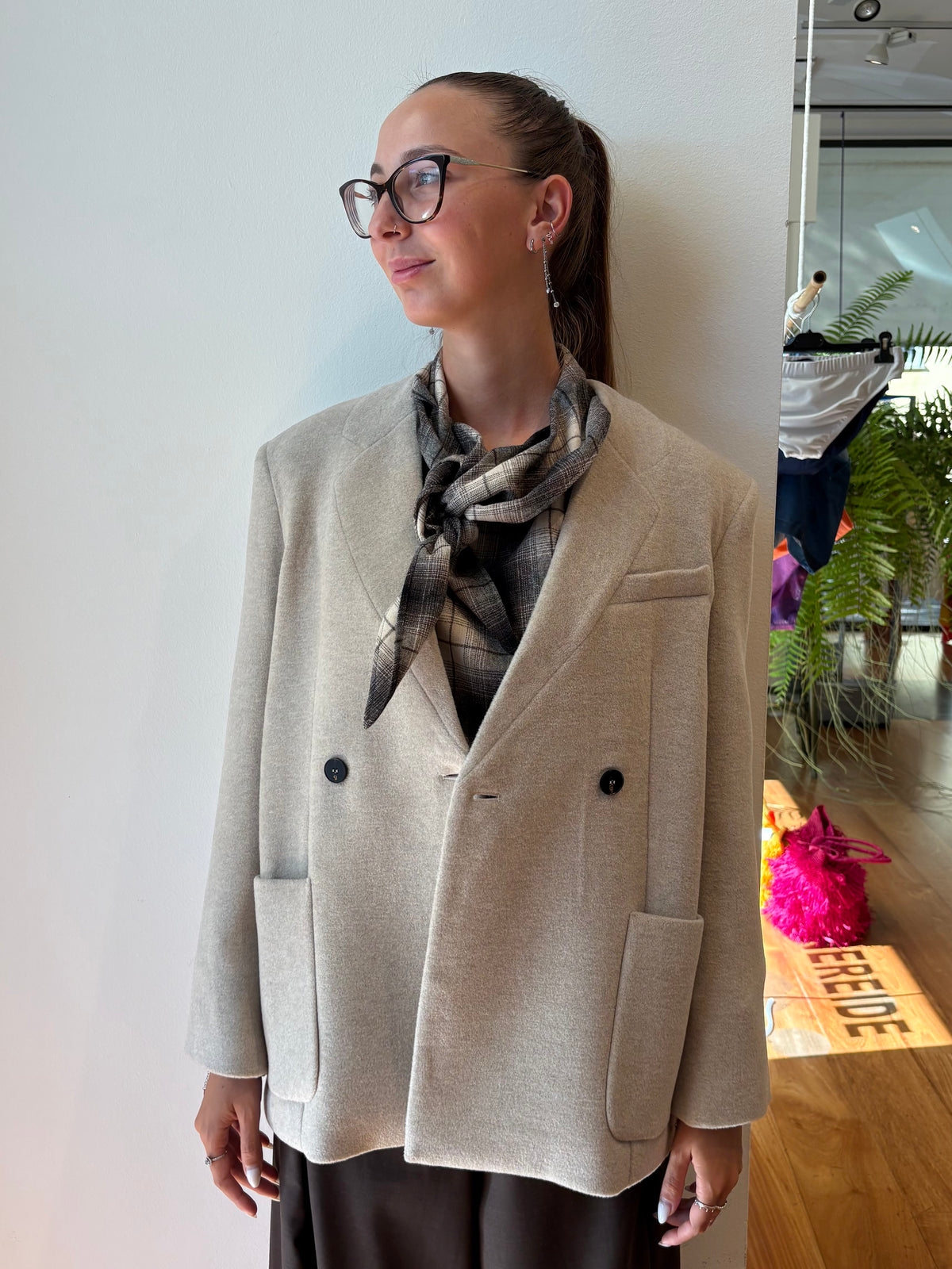 Blazer Doppiopetto Grigio Chiaro - Su