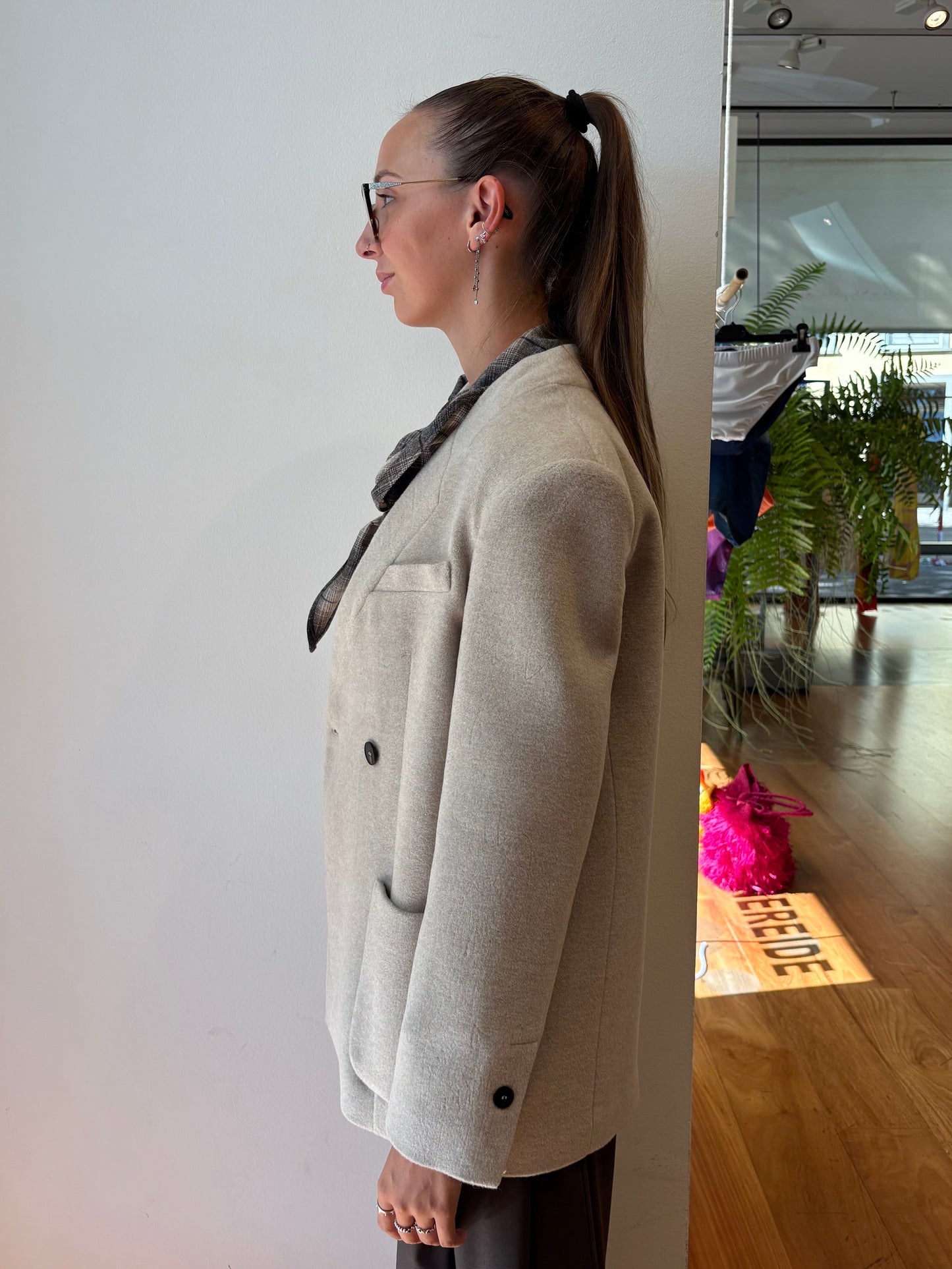Blazer Doppiopetto Grigio Chiaro - Su