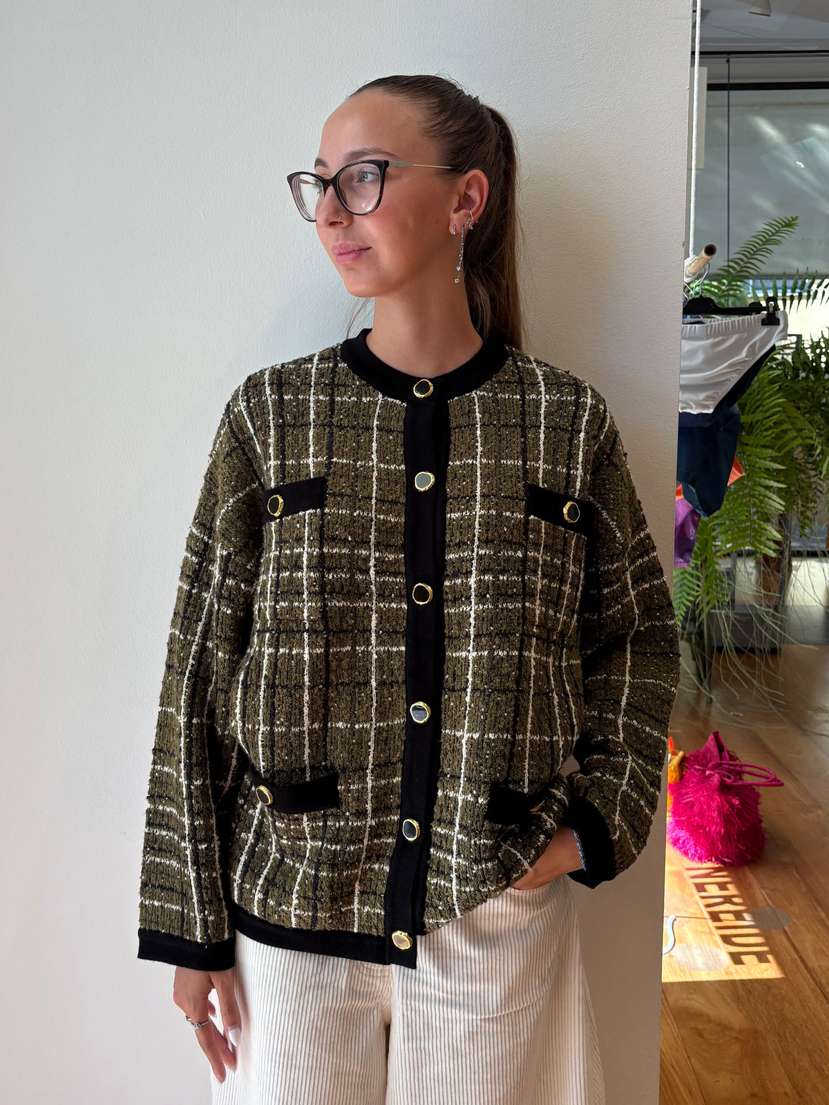 Cardigan in Maglia a Quadri - Essentiel Antwerp