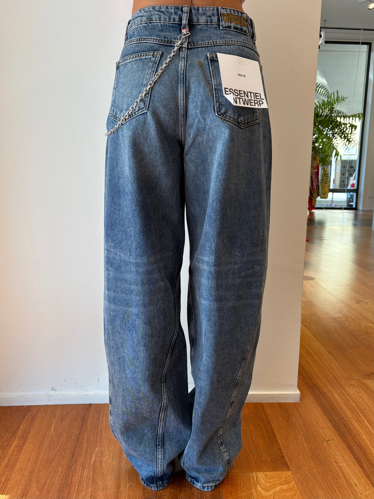 Jeans Blu in Cotone Gamba Dritta - Essentiel Antwerp