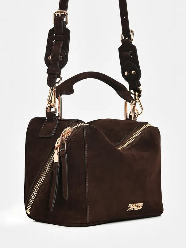 Borsa Pelle Scamosciata Marrone - Essentiel Antwerp