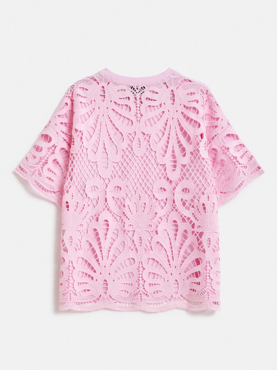 T-shirt Rosa con Pizzo - Essentiel Antwerp