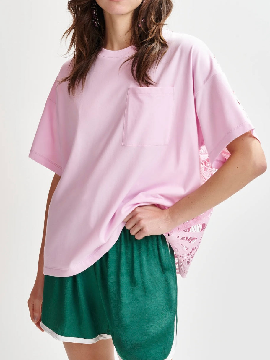 T-shirt Rosa con Pizzo - Essentiel Antwerp