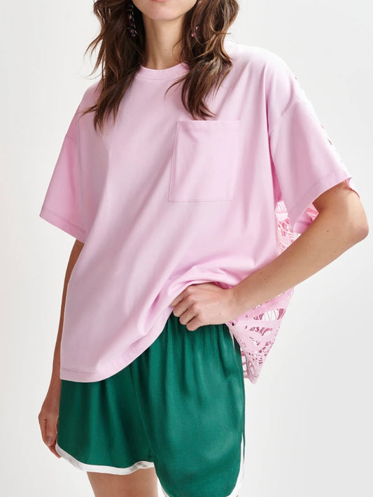 T-shirt Rosa con Pizzo - Essentiel Antwerp