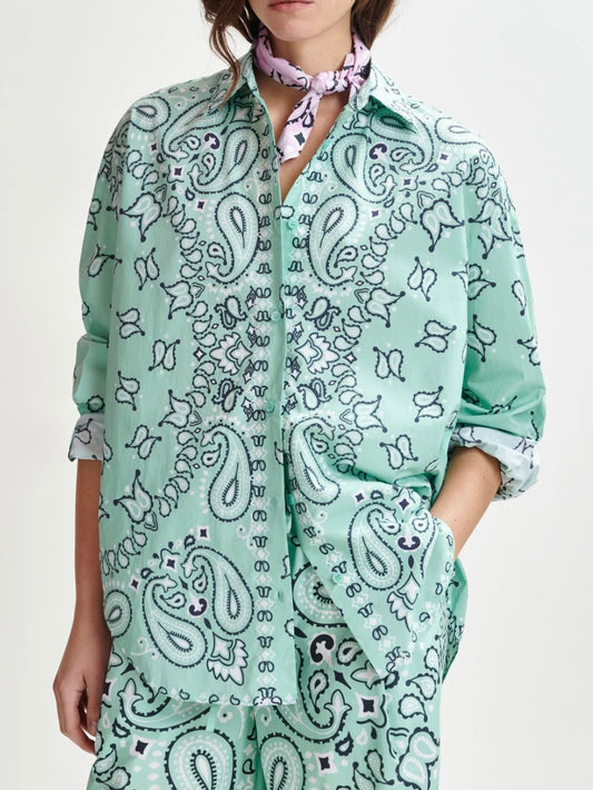 Camicia Turchese con Stampa Bandana - Essentiel Antwerp