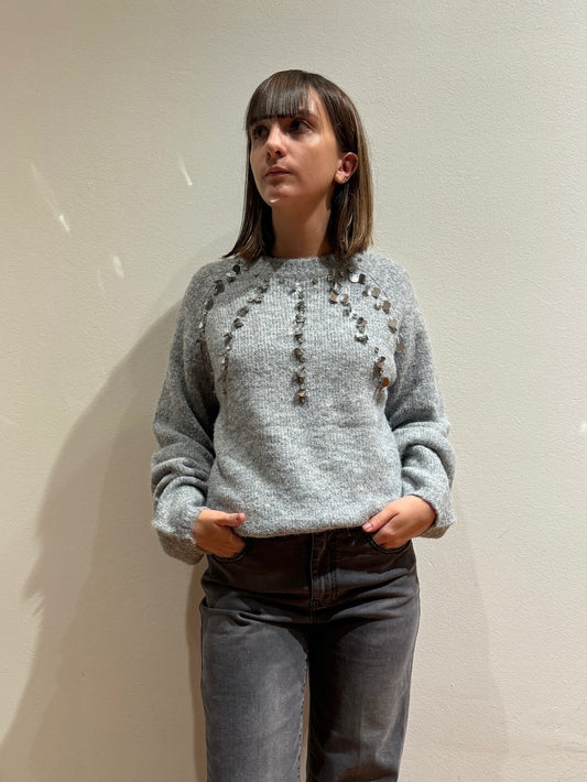 Maglione Grigio con Dettaglio Paillettes - Corsaro