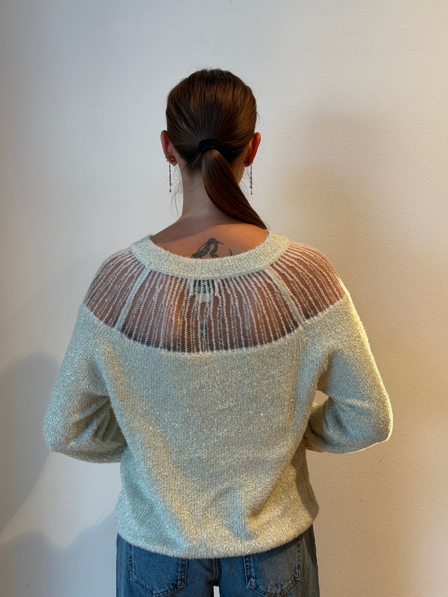 Maglione Effetto Lurex Panna - Amosa