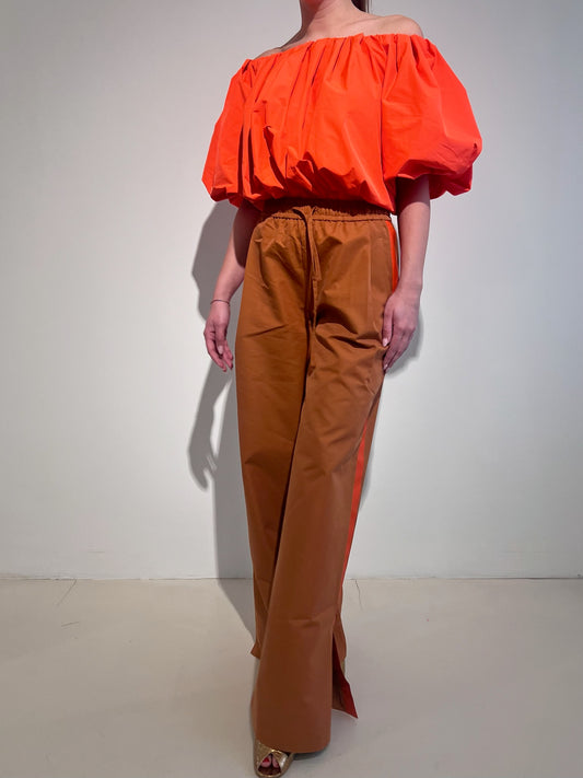 Pantaloni Marroni con Righe Arancio - Essentiel Antwerp