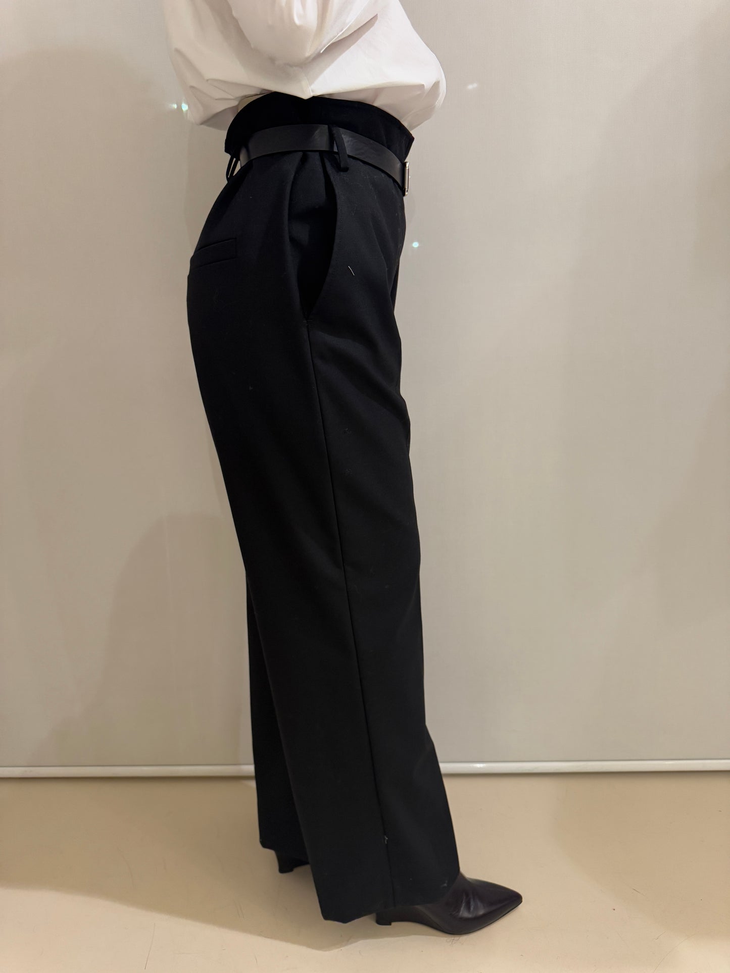 Pantalone Nero con Cintura - Tela