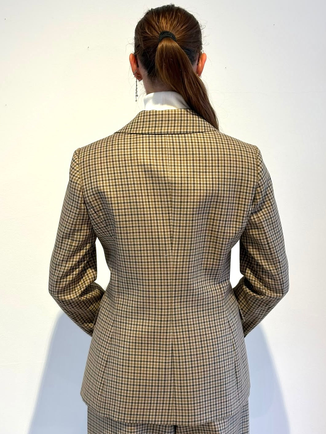 Blazer Tortora a Quadretti in Lana Vergine - Skills Milano