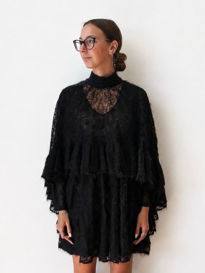 Mini Abito Pizzo Nero - Amosa