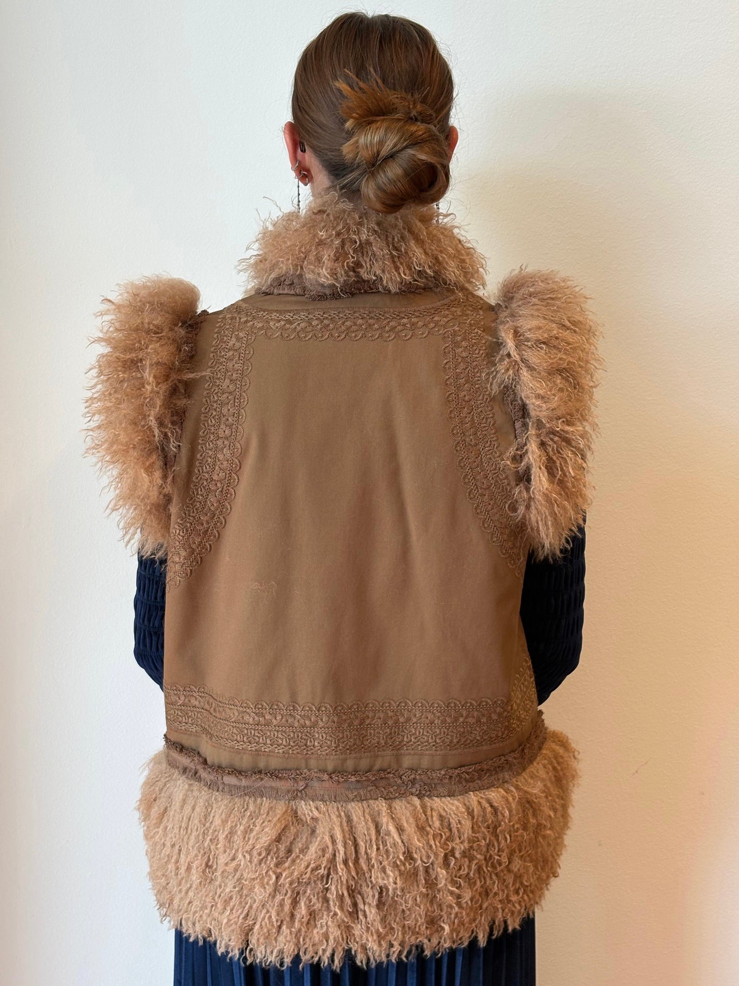 Gilet Cammello con Pelliccia - Amosa