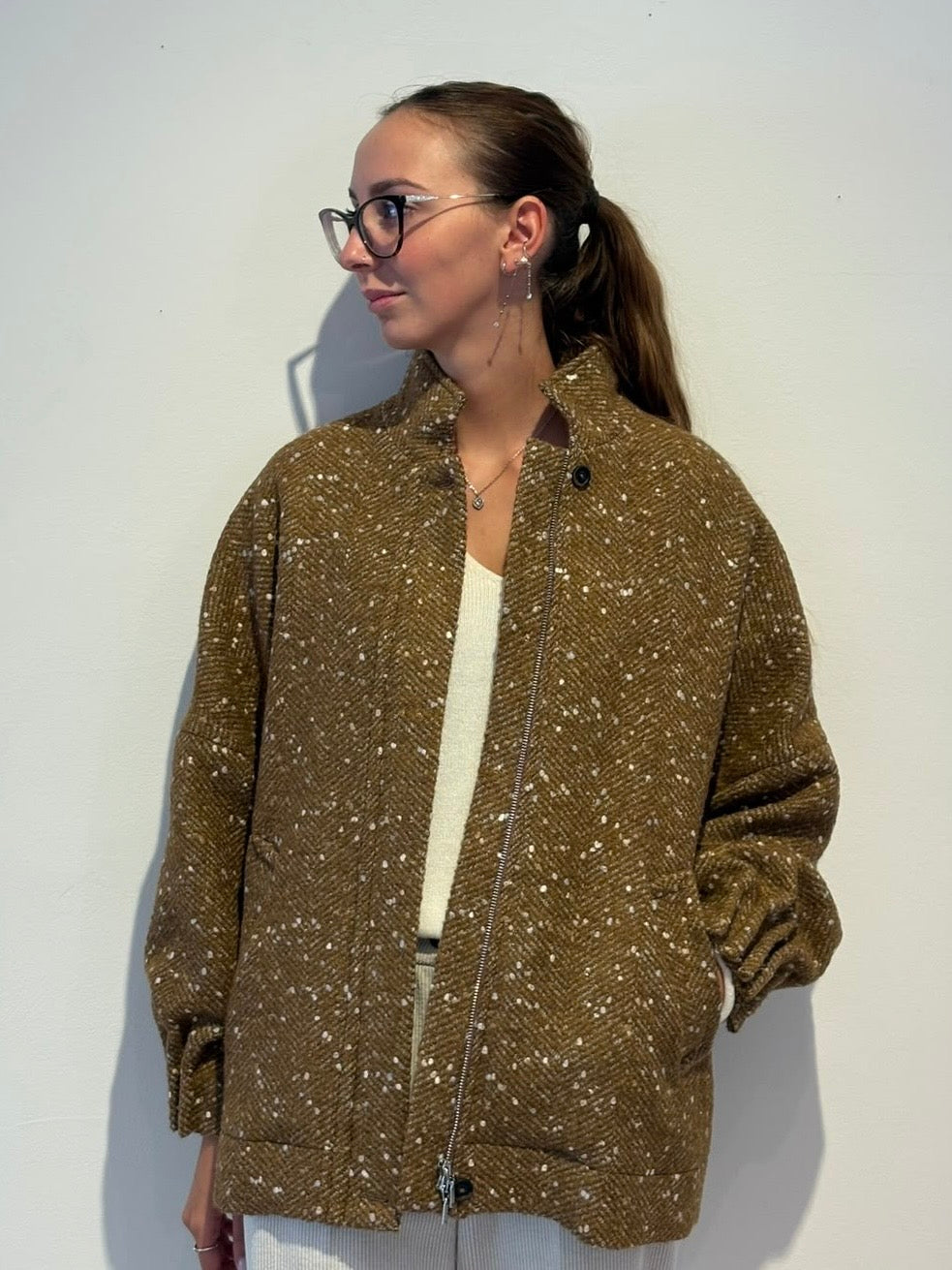 Giubbino Cammello Tweed Melange - Skills Milano