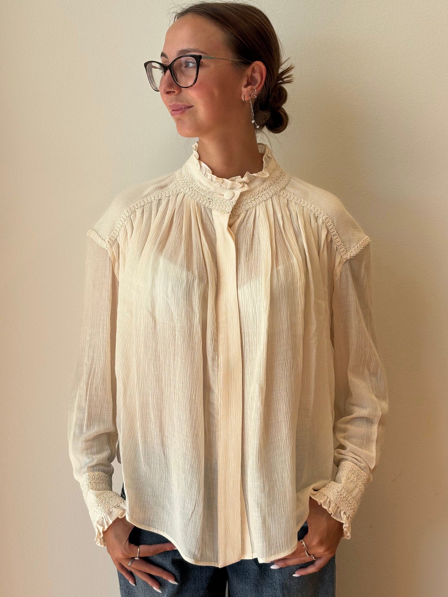 Camicia Ricami e Voilant - Amosa