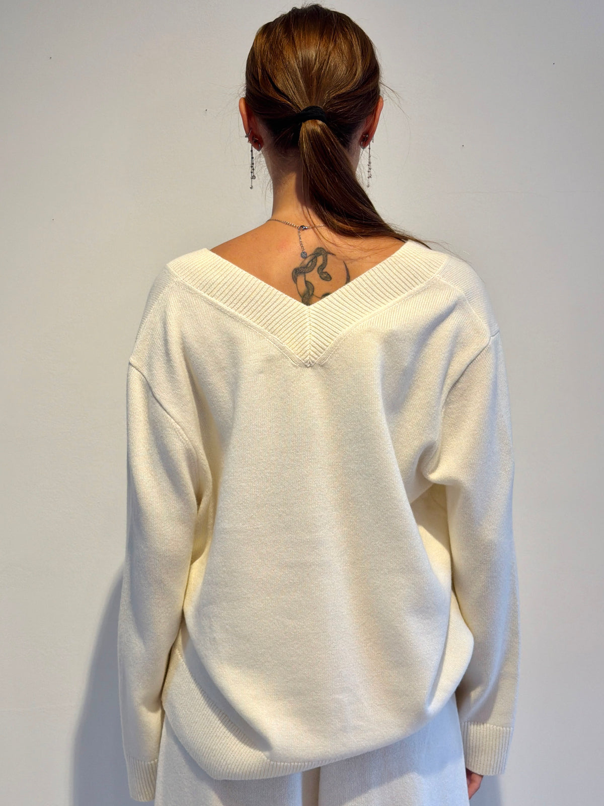 Maglione Scollo a V Panna - Eleh