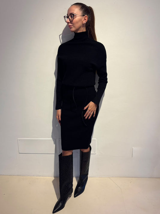 Abito in Maglia con Collo Alto - Rame