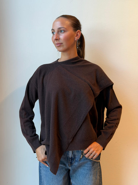 Maglione Asimmetrico Cioccolato - Su