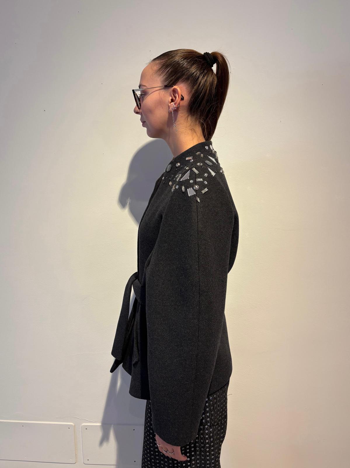Cappotto Corto con Cristalli Ricamati - Rame